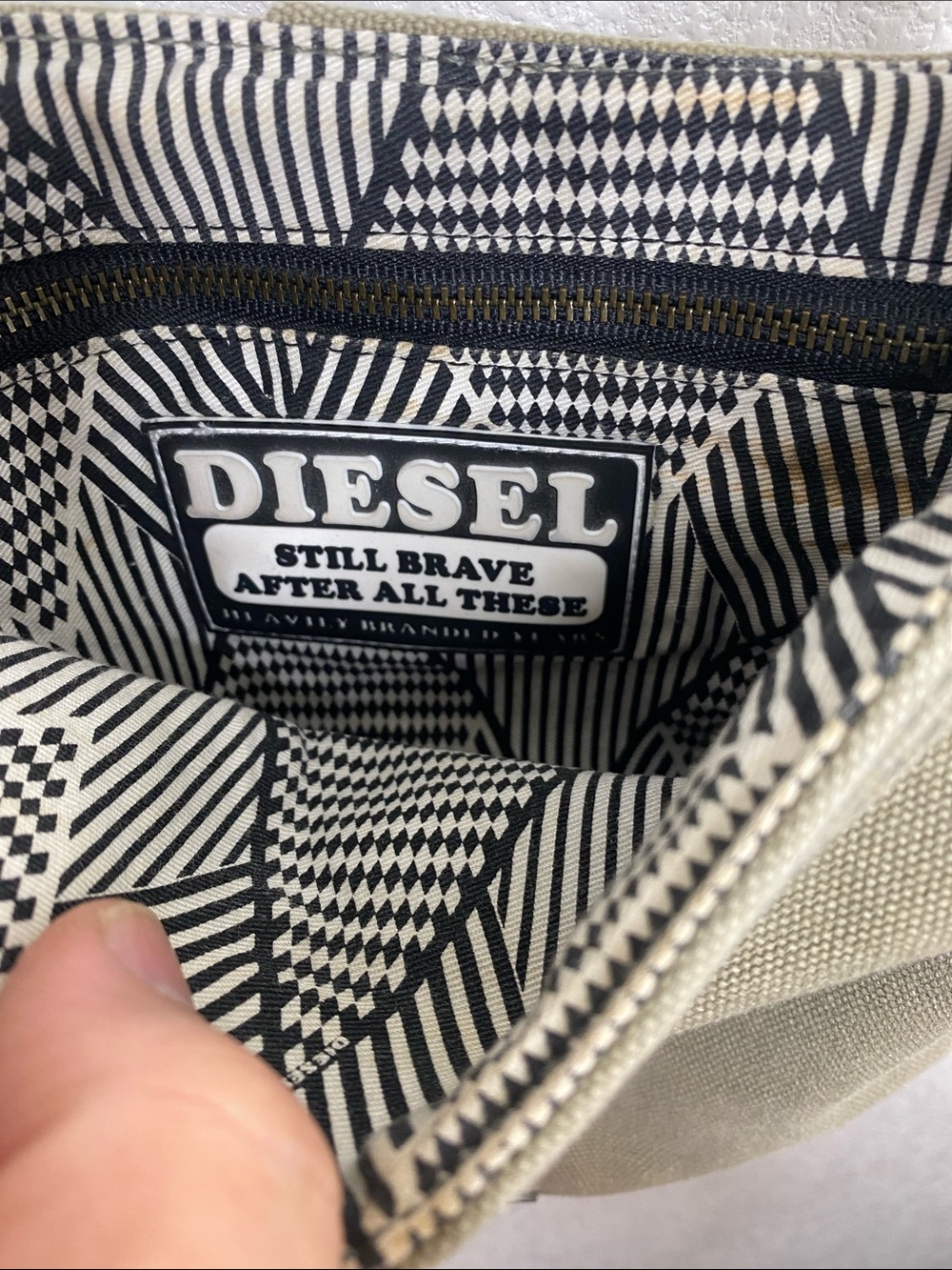 Diesel Olive Green Thick Canvas Crossbody Bag Y2K - Picture 4 of 14